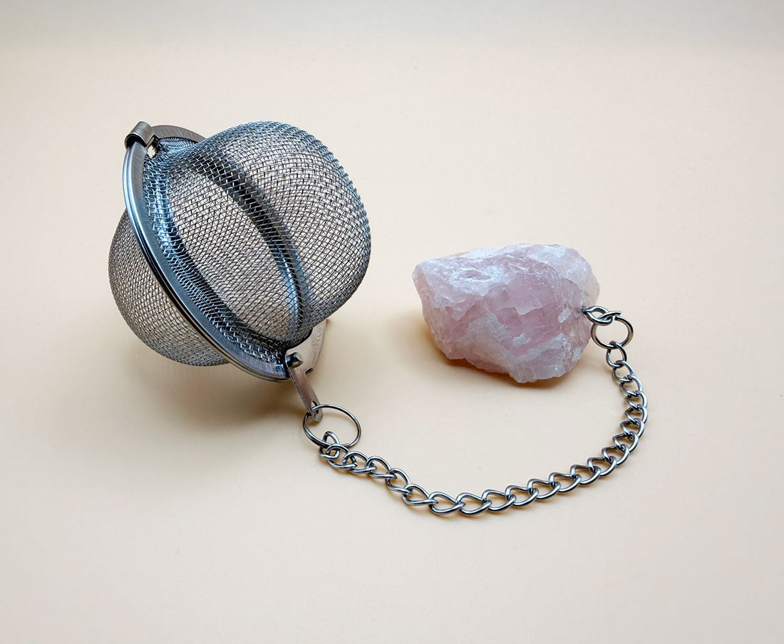 Crystal Gemstone Tee-Sieb mit Roh-Rosenquarz