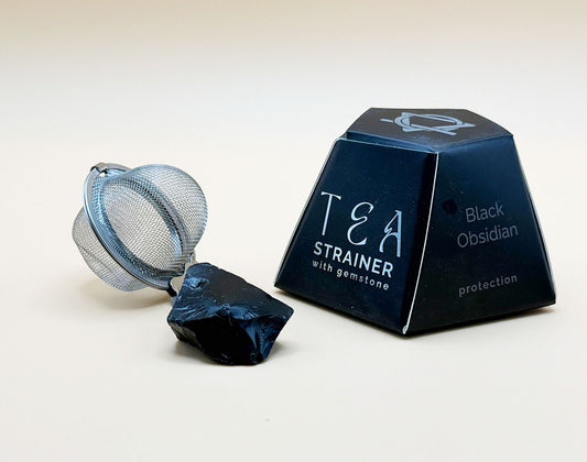 Crystal Gemstone Tee-Sieb mit Roh-Schwarzem Obsidian