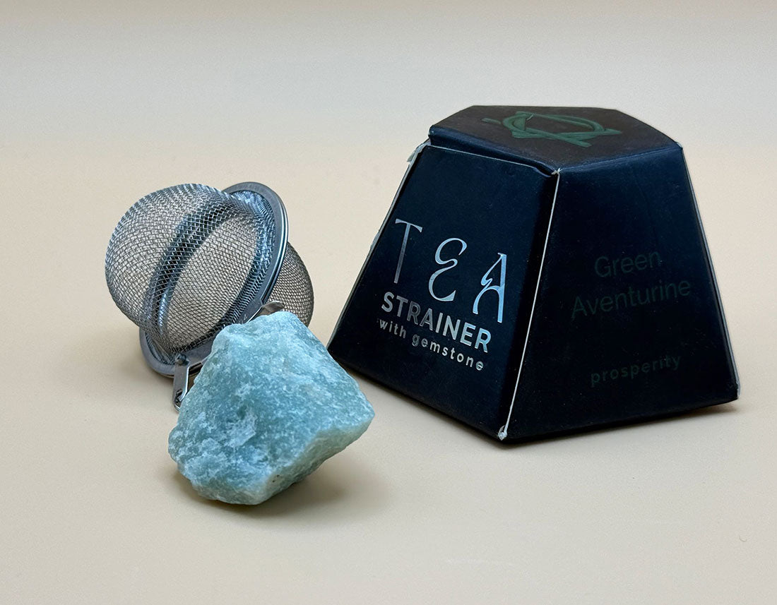 Crystal Gemstone Tee-Sieb mit Roh-Grünem Aventurin