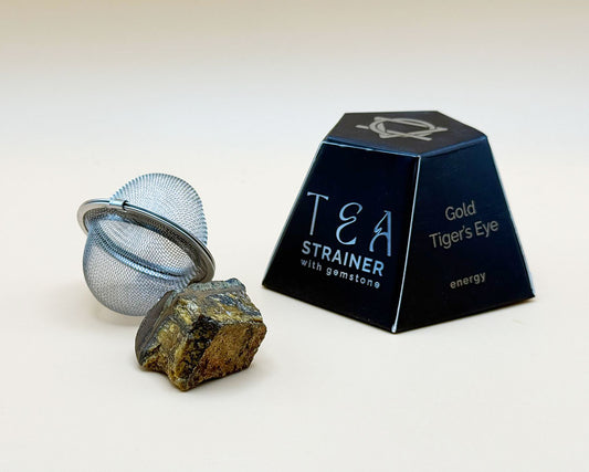 Crystal Gemstone Tee-Sieb mit Roh-Goldenem Tigerauge